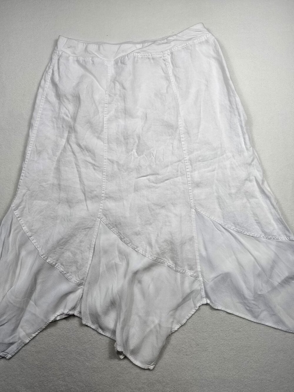 Chico's White Paneled Handkerchief Hem Skirt